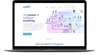laptop mockup of astah's website