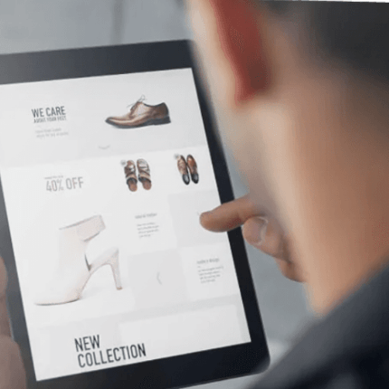 man shopping for shoes on his tablet