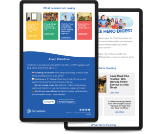 Outschool newsletter mockups